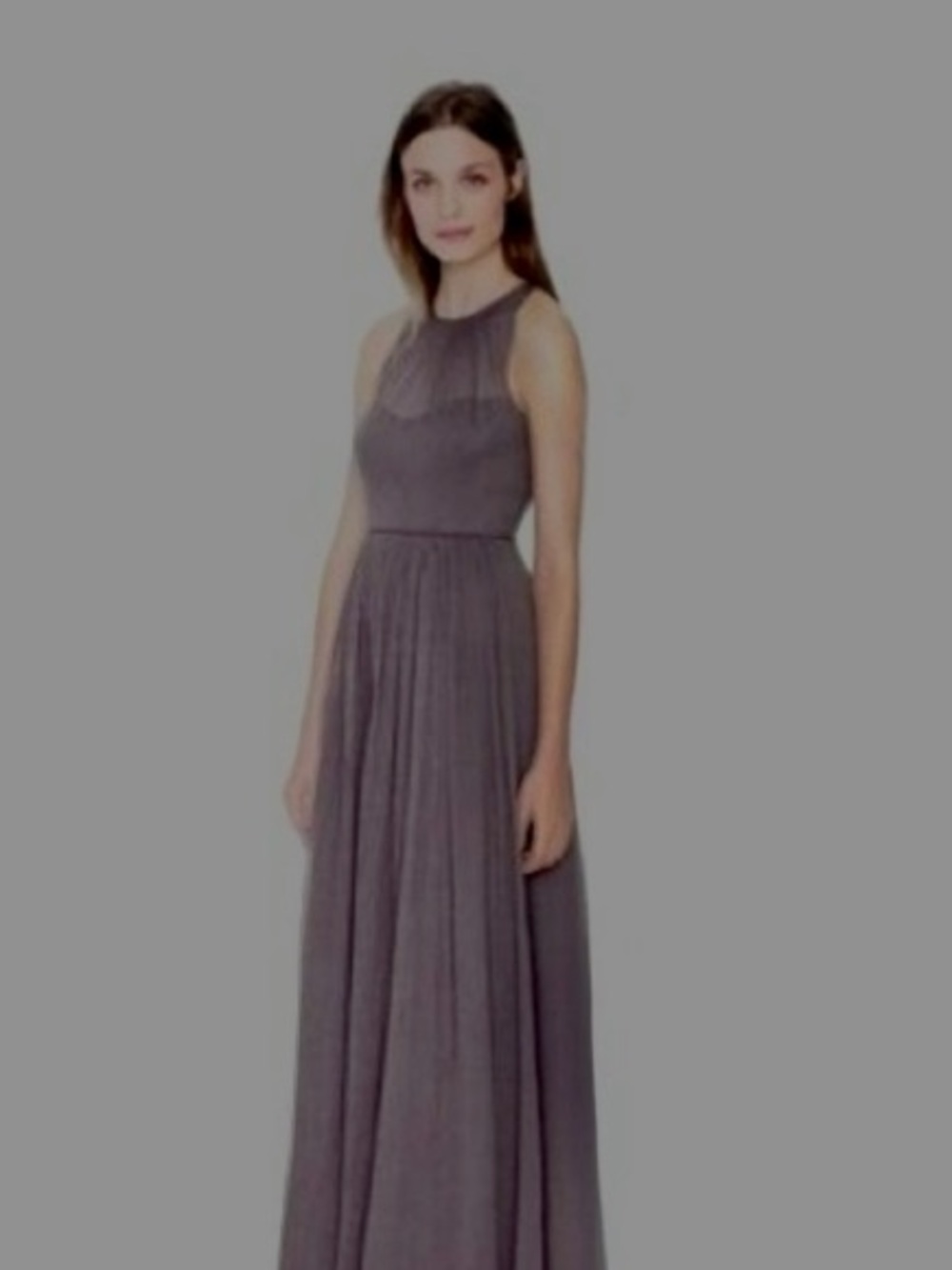 J. Crew Sleeveless Gray Maxi Dress with Sheer Yoke